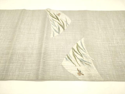 平和屋着物＊夏物 太鼓柄袋帯 夏虫草葉文 正絹 逸品 DABA0248cm
