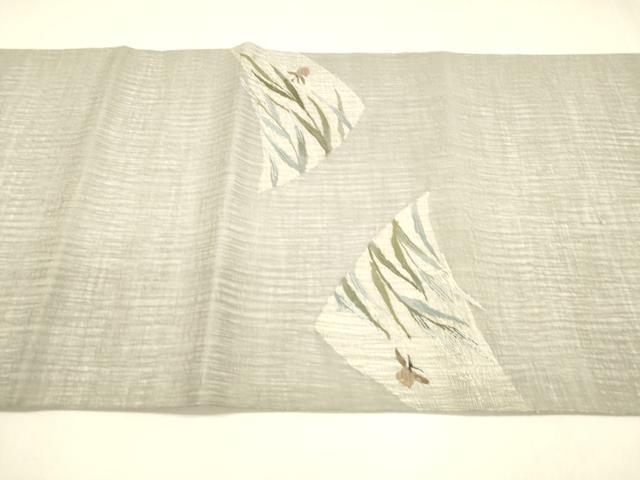 平和屋着物＊夏物 太鼓柄袋帯 夏虫草葉文 正絹 逸品 DABA0248cm