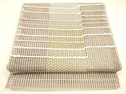 平和屋着物＊夏物 八寸名古屋帯 抽象文様 銀糸 正絹 逸品 DABA0249cm