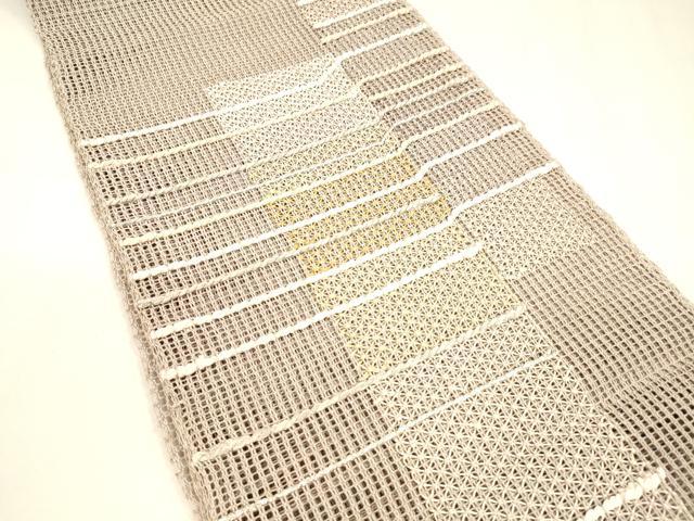 平和屋着物＊夏物 八寸名古屋帯 抽象文様 銀糸 正絹 逸品 DABA0249cm