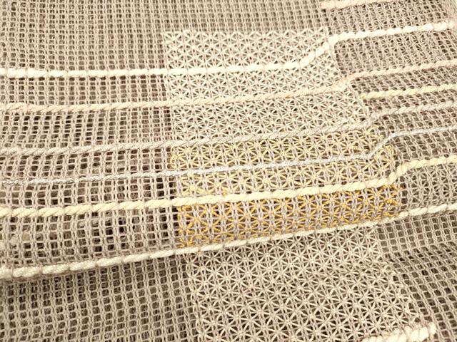 平和屋着物＊夏物 八寸名古屋帯 抽象文様 銀糸 正絹 逸品 DABA0249cm