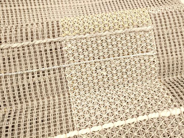 平和屋着物＊夏物 八寸名古屋帯 抽象文様 銀糸 正絹 逸品 DABA0249cm