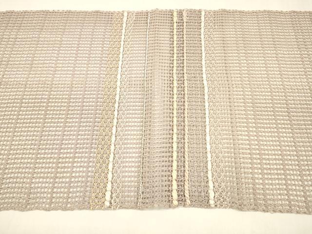 平和屋着物＊夏物 八寸名古屋帯 抽象文様 銀糸 正絹 逸品 DABA0249cm