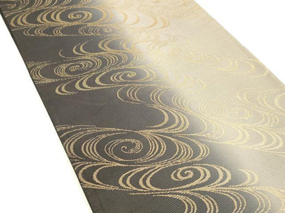 平和屋着物＊夏物　全通柄袋帯　流水文　金糸　正絹　逸品　DABA0250cm