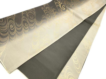 平和屋着物＊夏物　全通柄袋帯　流水文　金糸　正絹　逸品　DABA0250cm