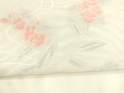 平和屋着物＊夏物 八寸名古屋帯 流水草花文 金糸 DABA0251cm