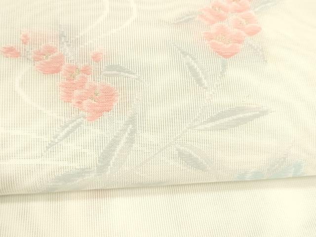 平和屋着物＊夏物 八寸名古屋帯 流水草花文 金糸 DABA0251cm