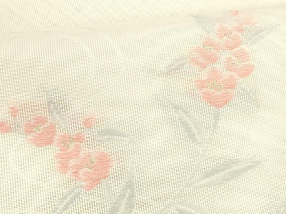 平和屋着物＊夏物 八寸名古屋帯 流水草花文 金糸 DABA0251cm