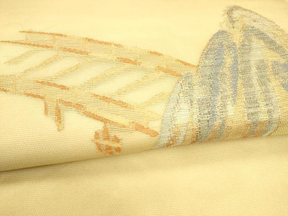 平和屋着物＊夏物 九寸名古屋帯 渡橋枝垂れ柳文 金糸 正絹 逸品 DABA0255cm