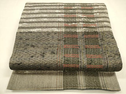 平和屋着物＊夏物 六通柄袋帯 横段間道 金糸 正絹 逸品 DABA0258cm