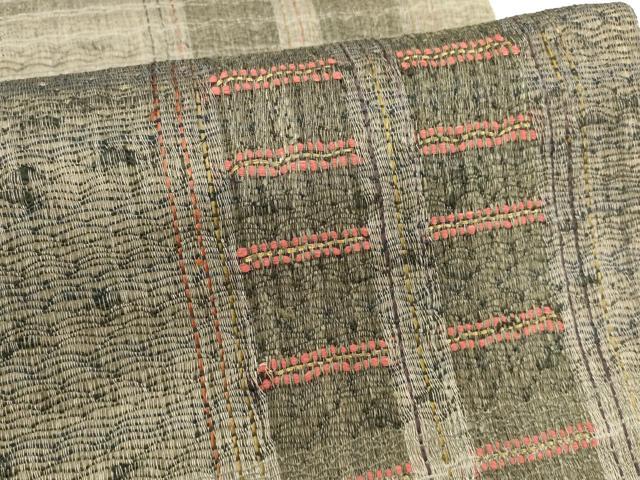 平和屋着物＊夏物 六通柄袋帯 横段間道 金糸 正絹 逸品 DABA0258cm