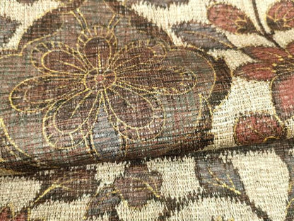 平和屋着物＊夏物 全通柄袋帯 更紗花文 金糸 正絹 逸品 DABA0260cm