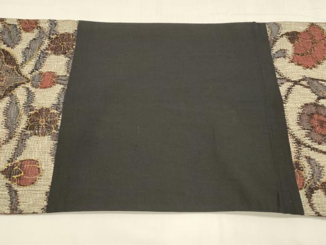 平和屋着物＊夏物 全通柄袋帯 更紗花文 金糸 正絹 逸品 DABA0260cm