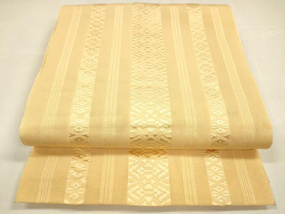 平和屋着物＊夏物 博多織 八寸名古屋帯 献上 杏色 DABA0262cm
