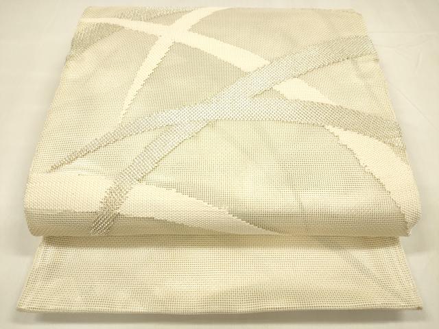 平和屋着物＊夏物 六通柄 本袋帯 草葉文 銀糸 正絹 逸品 DABA0263cm