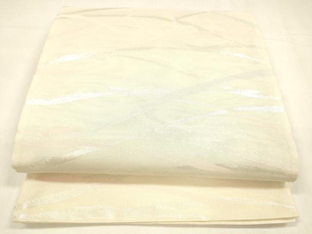 平和屋着物＊夏物 六通柄袋帯 流水草葉文 銀糸 正絹 逸品 DABA0265cm