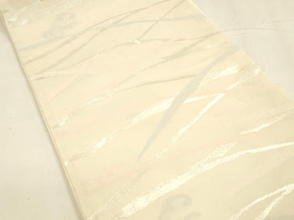 平和屋着物＊夏物 六通柄袋帯 流水草葉文 銀糸 正絹 逸品 DABA0265cm