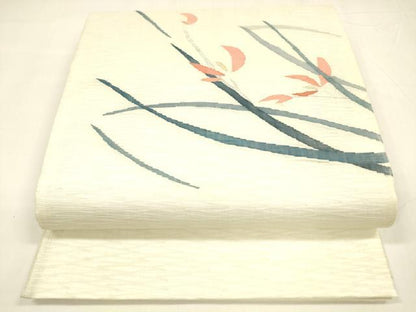 平和屋着物＊夏物 太鼓柄袋帯 草花文 金銀糸 正絹 逸品 DABA0267cm