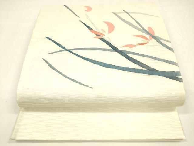 平和屋着物＊夏物 太鼓柄袋帯 草花文 金銀糸 正絹 逸品 DABA0267cm