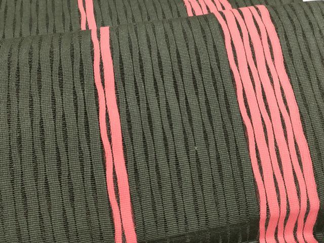 平和屋着物＊夏物 八寸名古屋帯 間道 黒地 正絹 逸品 DABA0271cm