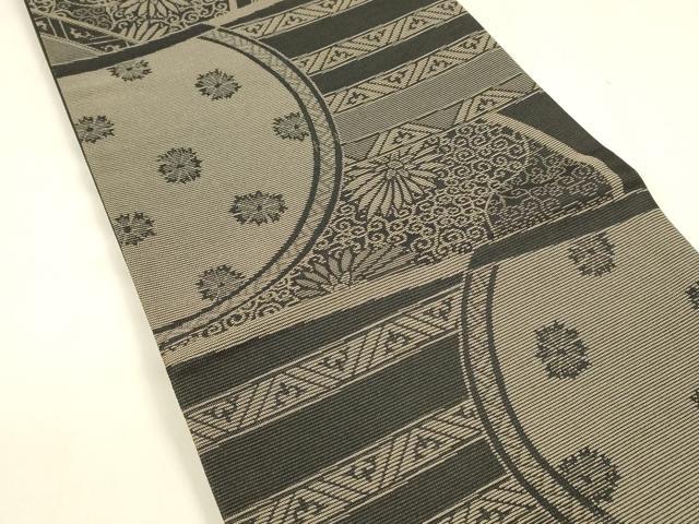 平和屋着物＊夏物 六通柄 京袋帯 花唐草文 黒地 DABA0273cm