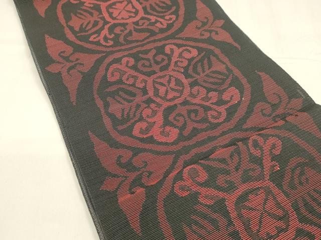 平和屋着物＊夏物 八寸名古屋帯 抽象文様 黒地 DABA0275cm