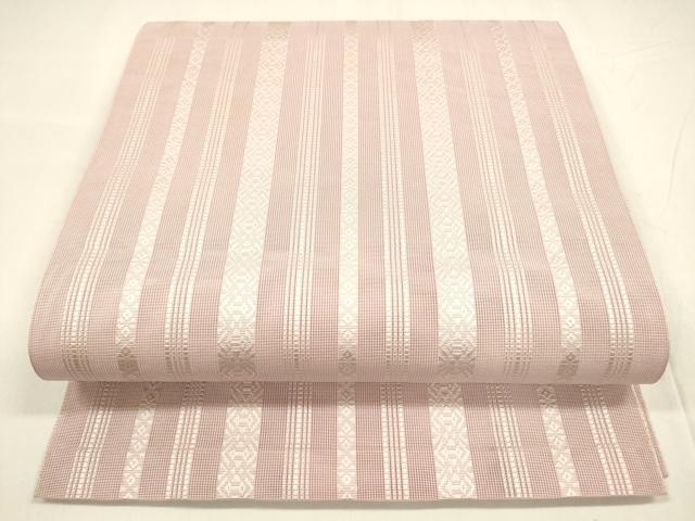 平和屋着物＊夏物 本場筑前博多織 八寸名古屋帯 紗献上 鴇色 正絹 逸品 DABA0278cm