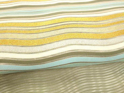 平和屋着物＊夏物　絽綴れ　八寸名古屋帯　よろけ縞　金銀糸　正絹　逸品　DABA0282cm