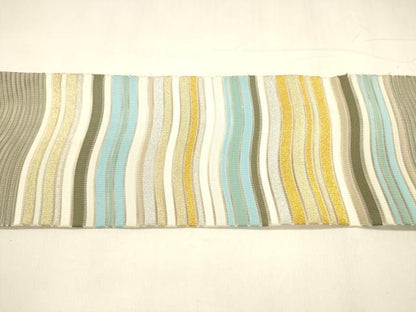 平和屋着物＊夏物　絽綴れ　八寸名古屋帯　よろけ縞　金銀糸　正絹　逸品　DABA0282cm