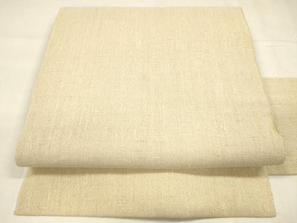 平和屋着物▽スリーシーズン 春夏秋 九寸名古屋帯 紬地 薄香色 正絹 逸品 DABA0285cm