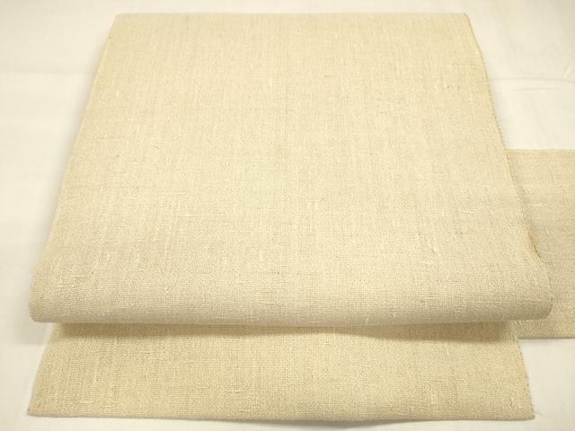 平和屋着物▽スリーシーズン 春夏秋 九寸名古屋帯 紬地 薄香色 正絹 逸品 DABA0285cm