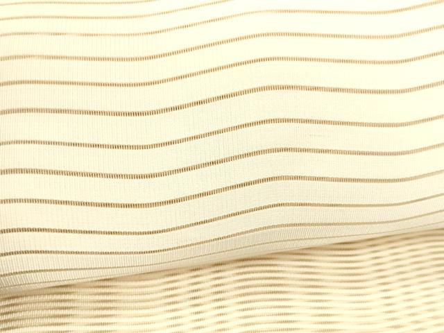平和屋着物＊夏物 絽綴れ 八寸名古屋帯 よろけ縞 肌色 正絹 逸品 DABA0289cm