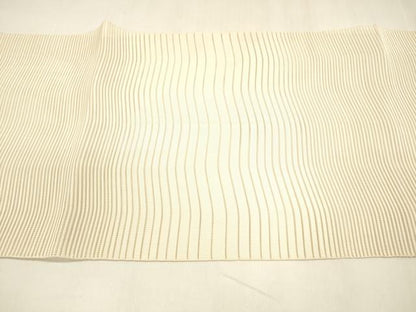 平和屋着物＊夏物 絽綴れ 八寸名古屋帯 よろけ縞 肌色 正絹 逸品 DABA0289cm