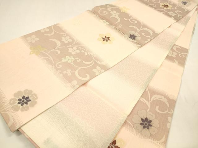 平和屋着物＊夏物 西陣 熊井謹製 両面 六通柄袋帯 更紗花唐草文 正絹 逸品 DABA0297cm