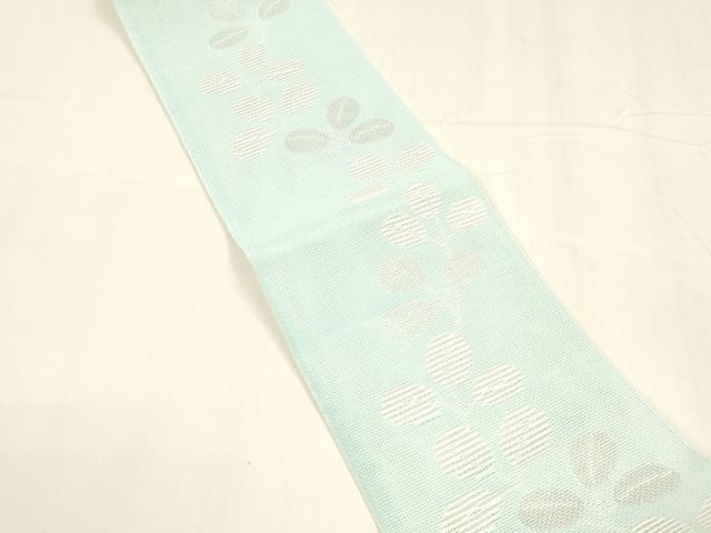 平和屋着物＊夏物　半幅帯　草葉文　銀糸　DABA0298cm 平和屋着物＊夏物 半幅帯 草葉文 銀糸 DABA0298cm