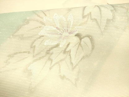 平和屋着物＊夏物 九寸名古屋帯 手描き 流水草花文 正絹 逸品 DABA0300cm