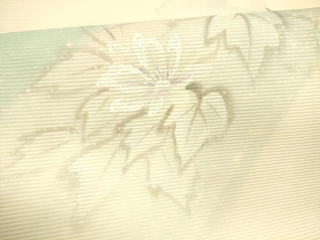 平和屋着物＊夏物 九寸名古屋帯 手描き 流水草花文 正絹 逸品 DABA0300cm
