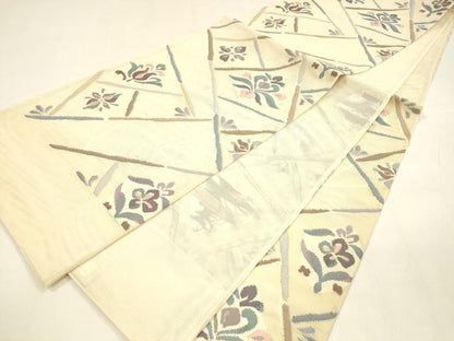 平和屋着物＊夏物 西陣 まいづる謹製 六通柄袋帯 草花文 証紙付き 正絹 逸品 DABA0303cm