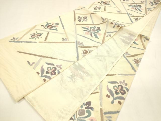 平和屋着物＊夏物 西陣 まいづる謹製 六通柄袋帯 草花文 証紙付き 正絹 逸品 DABA0303cm