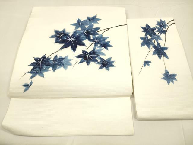 平和屋着物＊夏物　つけ帯　手描き　枝葉文　DABA0307cm