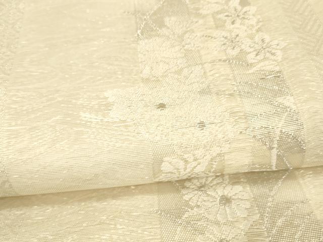 平和屋着物＊夏物 つけ帯 唐織 草花間道 銀糸 正絹 逸品 DABA0309cm