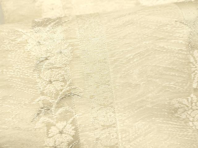 平和屋着物＊夏物 つけ帯 唐織 草花間道 銀糸 正絹 逸品 DABA0309cm