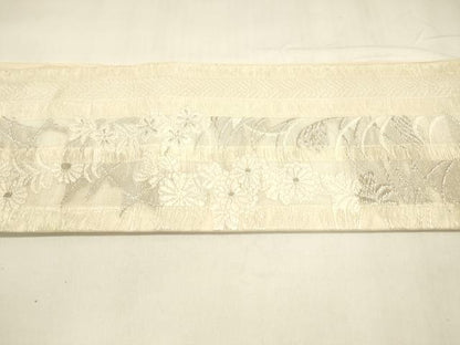 平和屋着物＊夏物 つけ帯 唐織 草花間道 銀糸 正絹 逸品 DABA0309cm