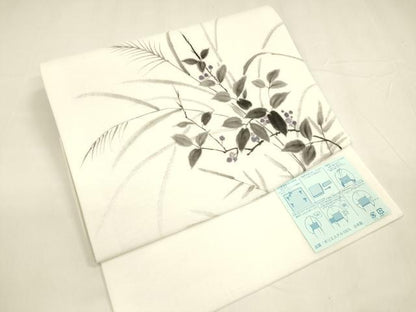 平和屋着物＊夏物　つけ帯　手描き　草葉文　DABA0314cm