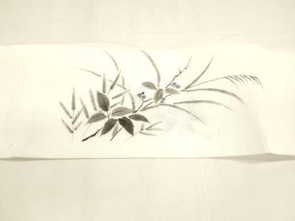 平和屋着物＊夏物　つけ帯　手描き　草葉文　DABA0314cm