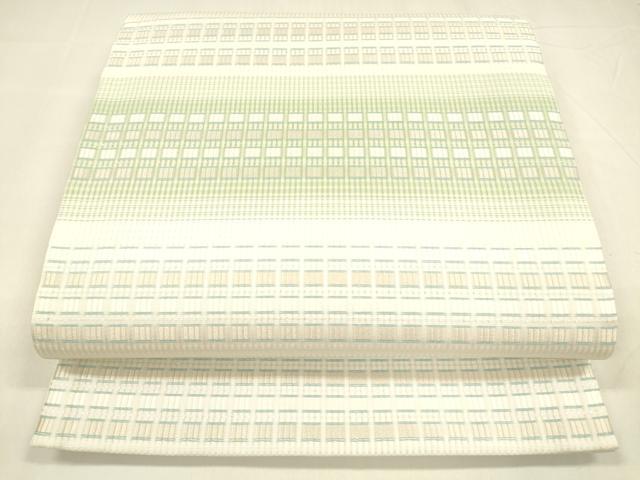 平和屋着物＊夏物 六通柄袋帯 唐織 横段文 銀糸 正絹 逸品 DABA0315cm