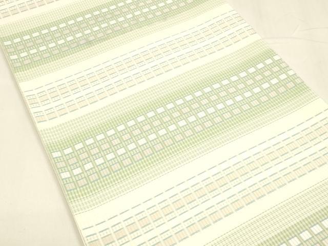 平和屋着物＊夏物 六通柄袋帯 唐織 横段文 銀糸 正絹 逸品 DABA0315cm