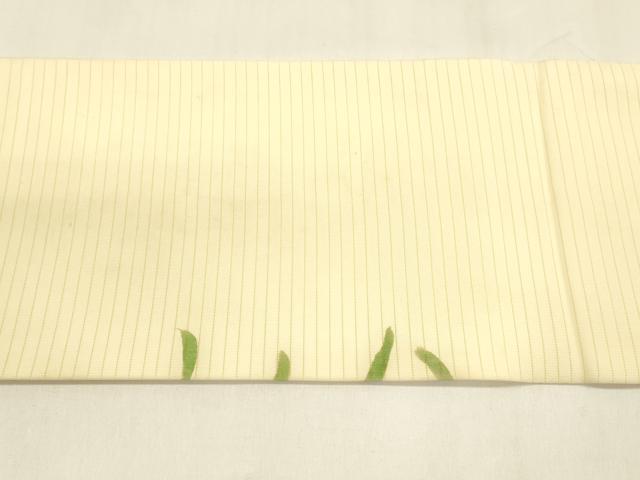 平和屋着物＊夏物 絽塩瀬 九寸名古屋帯 作家物 手描き 草花文 鎌 正絹 逸品 DABA0317cm