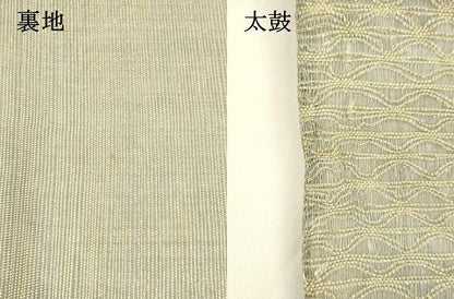 平和屋着物＊夏物 六通柄袋帯 流水草花文 金糸 正絹 逸品 DABA0319cm