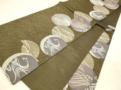 平和屋着物＊夏物 六通柄袋帯 流水草葉丸文 金銀糸 正絹 逸品 DABA0320cm